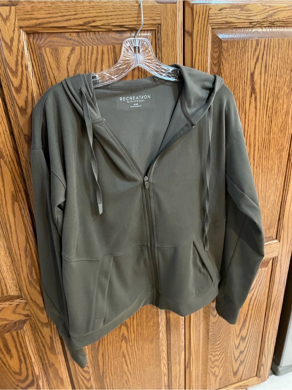 Thread & Supply Olive Green Hooded Zip Jacket